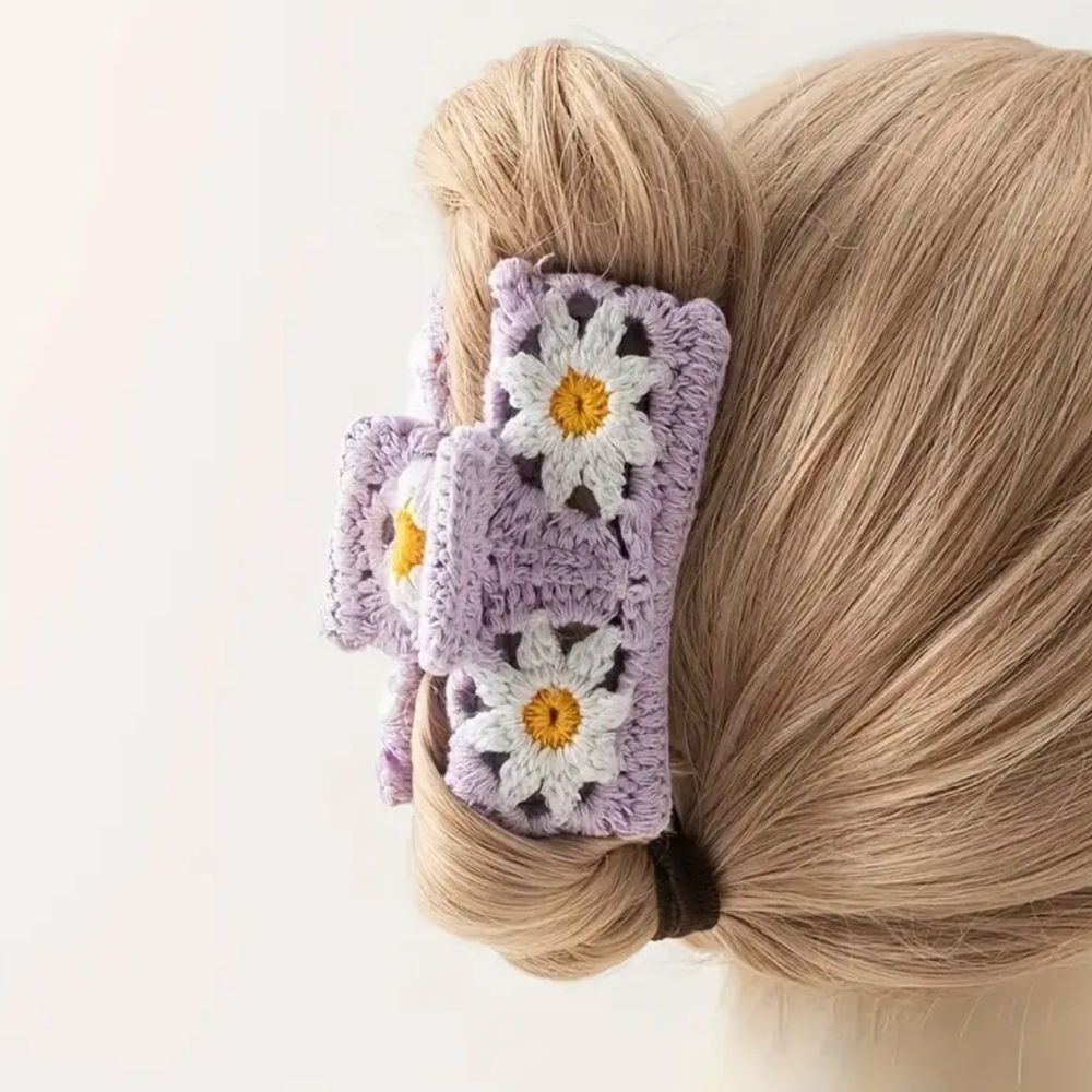 Crochet Floral Hair Claw Clip